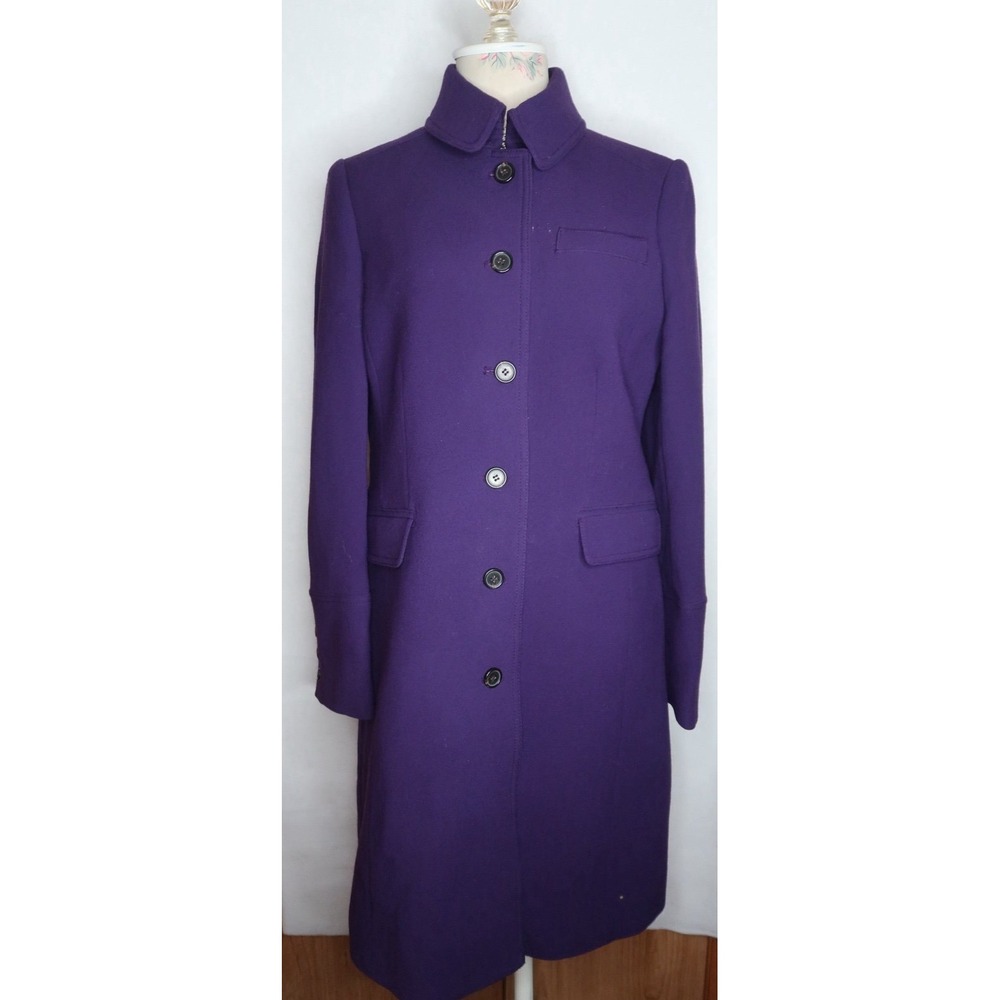 J.Crew Double Cloth Metro Coat Majestic Purple Womens 12 Italian Wool Overcoat